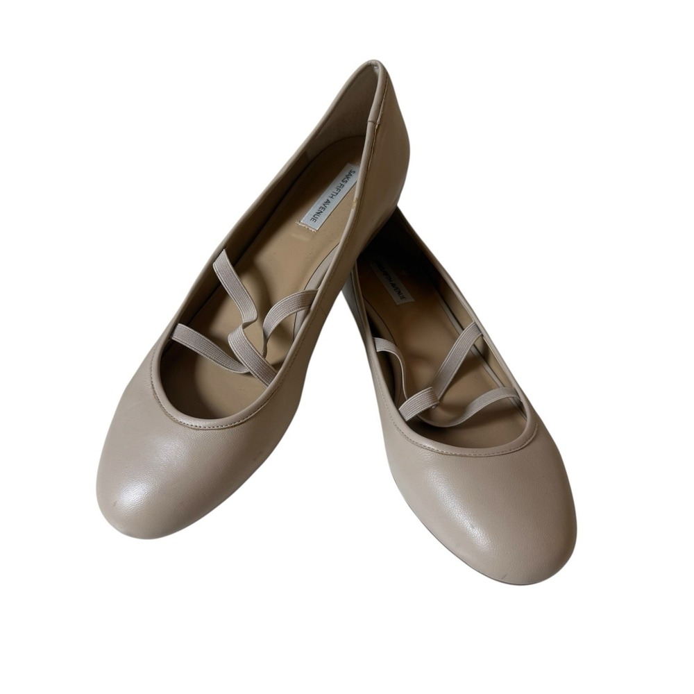 Saks Fifth Avenue Ballet Flats Nude Beige Size 10M Neutral Minimalist Classic